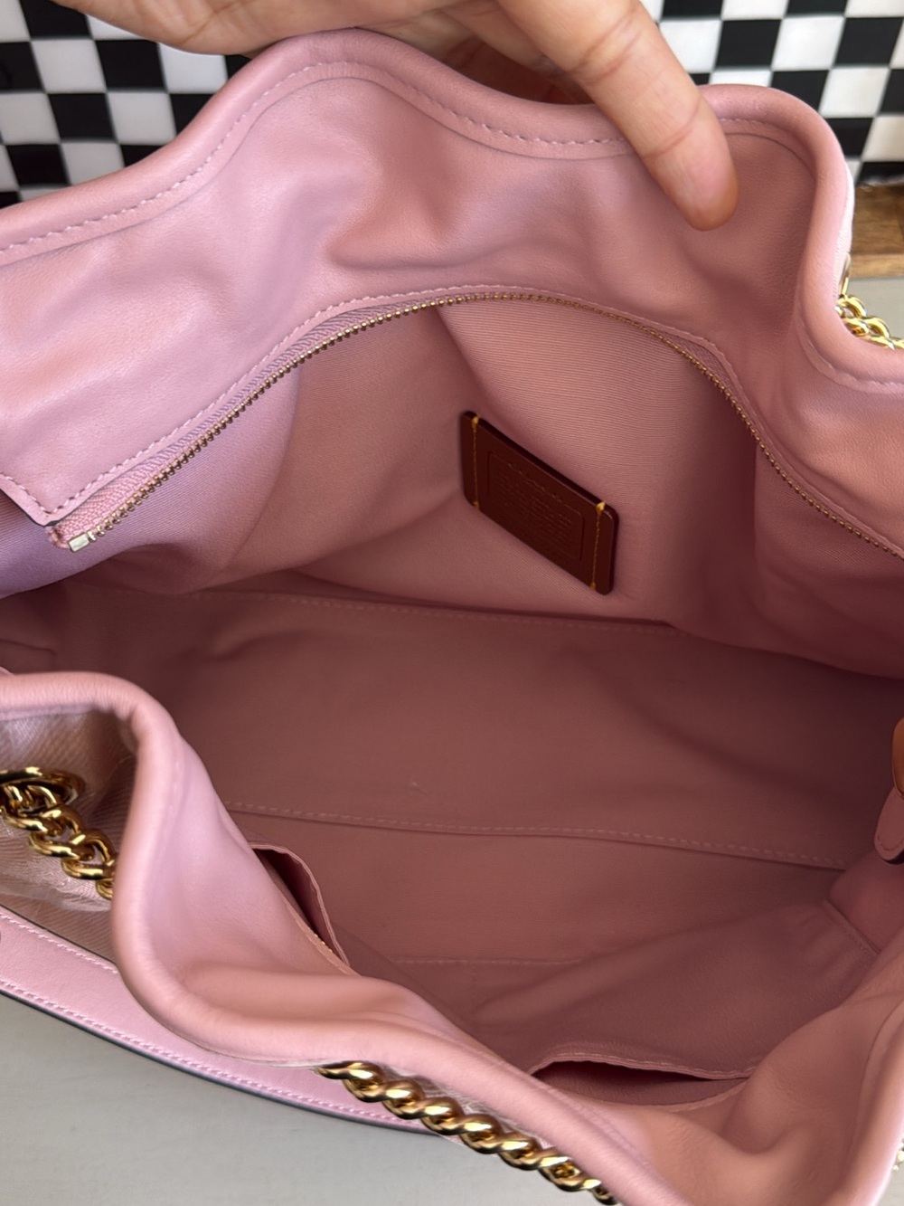 Coach Pink Denim Evelyn Chain-Handle Shoulder Bag - Coach - Picture 3 of 4